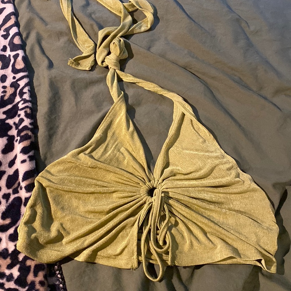 Green sparkly bralette top